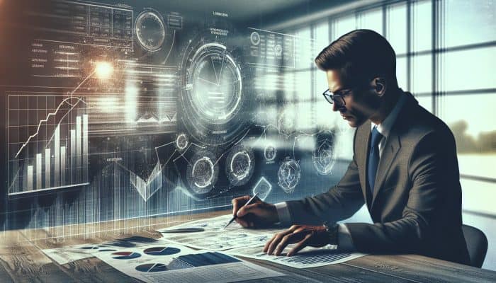 A person reviewing financial documents and charts at a desk, preparing for lender negotiations.