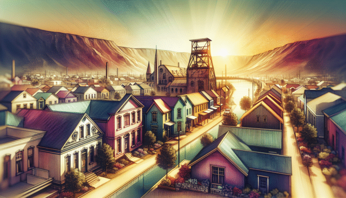 A vibrant townscape of Postmasburg with affordable homes, historic mining sites, and a welcoming community.